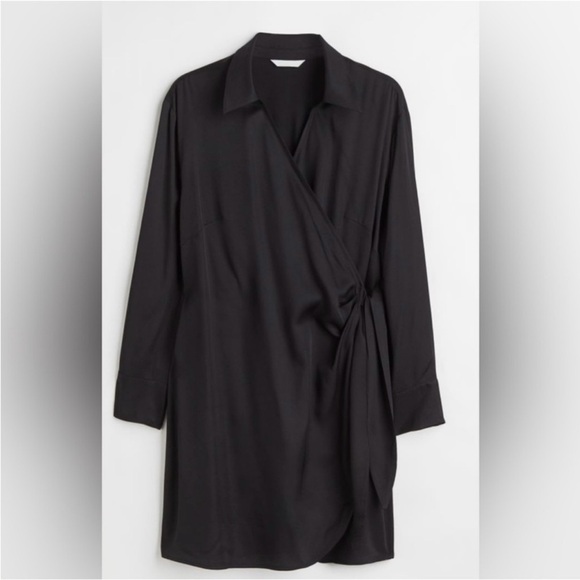 H&M Dresses & Skirts - H&M Black Satin Wrap Dress